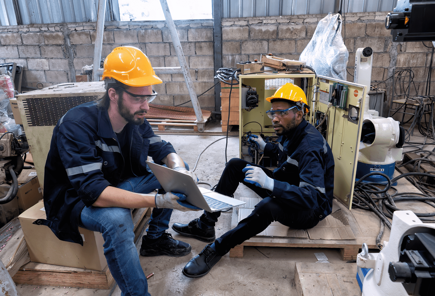 Electricistas planificando sus labores